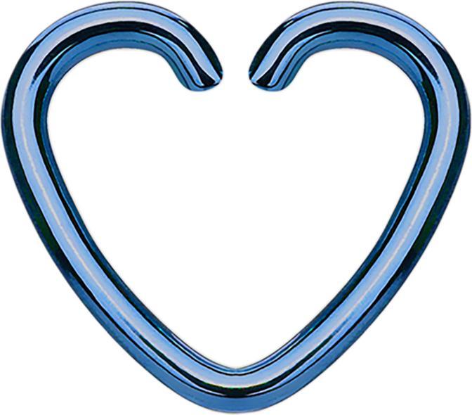 Produktbild Star Piercing Micro Piercing Ring Herz blau mit Titanium Beschichtung (Chirurgenstahl 316L, ohne Messing)