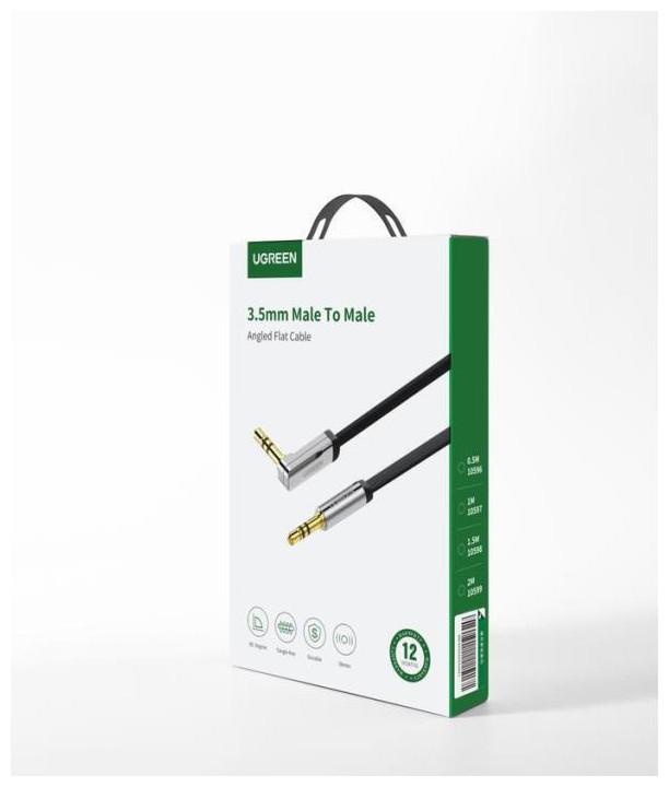 Produktbild Ugreen Cable Audio 3.5mm M/M Angled Flat 1.5m AV119 10598 (1.50 m)
