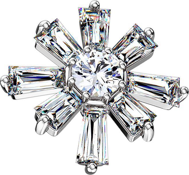 Produktbild Star Piercing Dermal Anchor silber Kristallblume lang (Chirurgenstahl 316L, Messing)