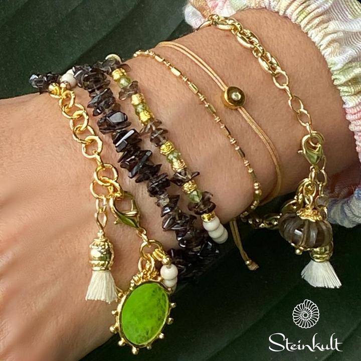 Immagine prodotto Steinkult Bracciale con diamante in argento dorato "Il mio diamante perfetto". (0.60 cm, Filo di nylon, Argento 925, placcato in oro 18 ct. e con 0,03 ct. diamante)