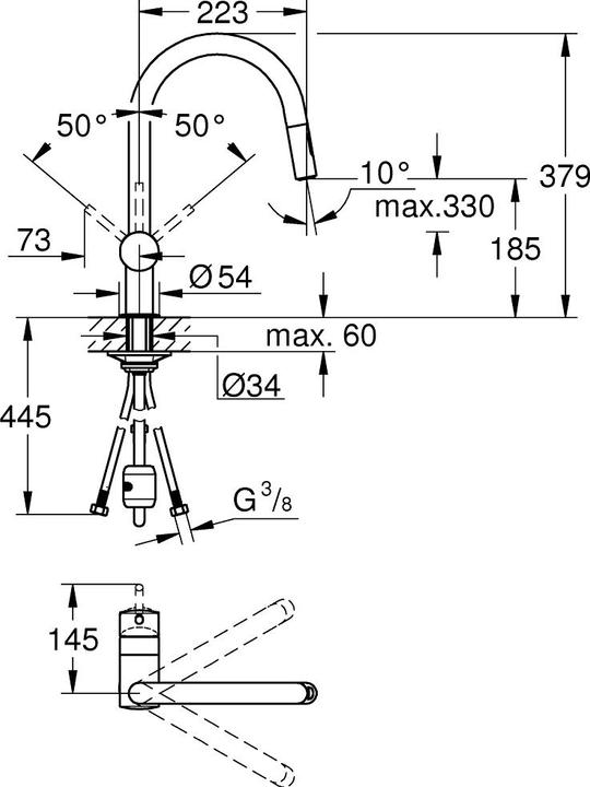 Produktbild Grohe Einhand-Spültischbatterie MINTA 1/2Zoll, C-Auslauf cool sunrise gebürste