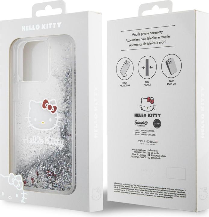 Produktbild Hello Kitty HKHCP15LLIKHET iPhone 15 Pro 6.1" srebrny/silver hardcase Liquid Glitter Charms Kitty He (Apple iPhone 15 Pro)