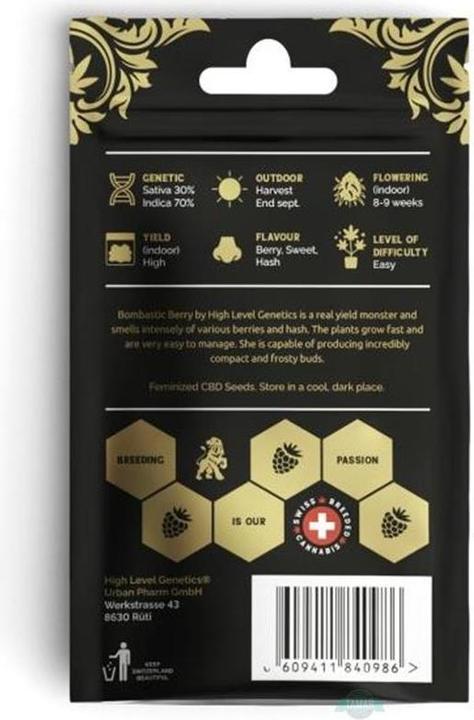 Actual product image High Level Genetics Seeds Bombastic Berry 3pcs (2.43 g, Indoor)