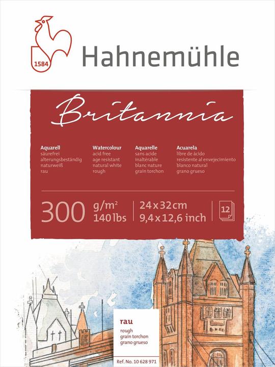 Image du produit Hahnemühle Bloc aquarelle 12 feuilles. Britannia rugueux 24x32cm 300g (24 x 32 cm, Couverture rigide)