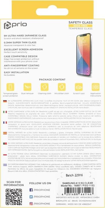 Immagine prodotto prio Vetro protettivo trasparente per Samsung A13 5G (1 Pezzo/i, Samsung Galaxy A13 5G)