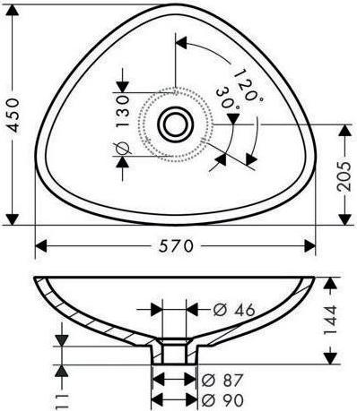 Produktbild hansgrohe Waschschüssel AXOR MASSAUD Aufsatzbecken 600mm weiss (450 mm, 570 mm)