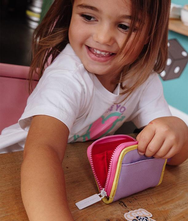 Actual product image Hello Hossy Mini Mauve Coin Purse - Purple / Yellow / Pink