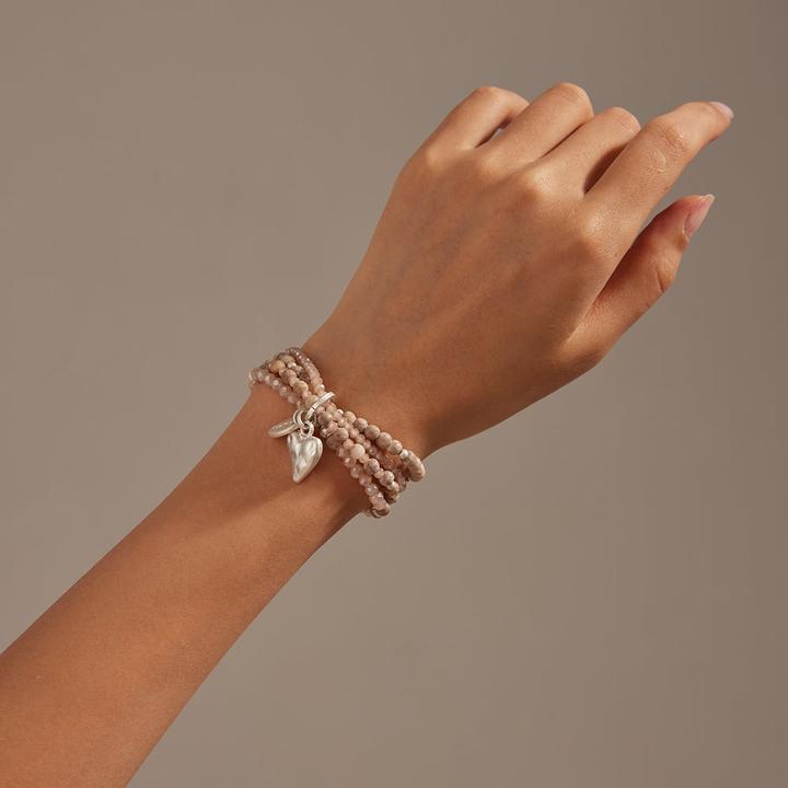 Actual product image Andreani Bracelet with genuine red jasper and heart pendant (80 cm, Pink)
