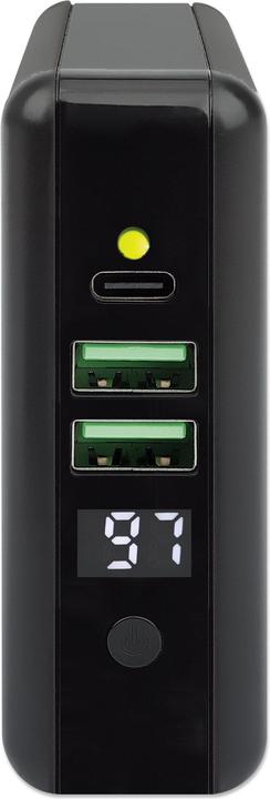 Produktbild Manhattan 4-in-1 Reiseladegerät und Powerbank 8.000 mAh Ein kabelloses 5 W-Induktionsladepad, zwei 12 W USB-A- (8000 mAh, 5 W, 29.60 Wh)