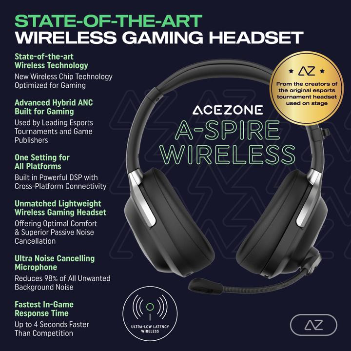 Produktbild AceZone A-Spire kabelloses Gaming-Headset schwarz (Kabellos, Kabelgebunden)