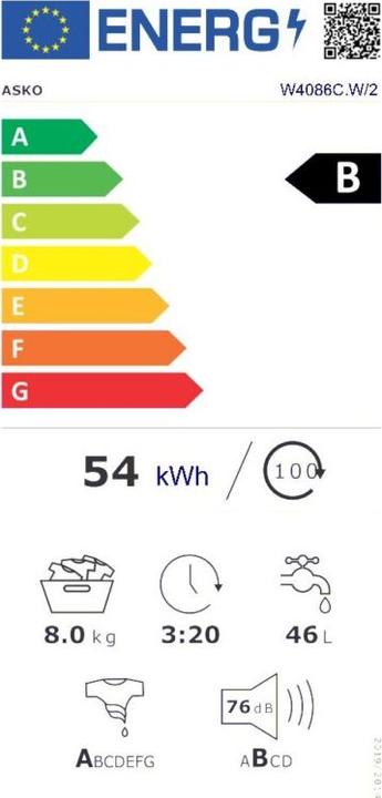 Label énergétique Asko W 4086C W/2 (8 kg, Gauche)