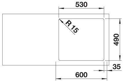 Actual product image Blanco Supra 500-IF/A R12 (Top-mounted sink, 54 cm, 50 cm)