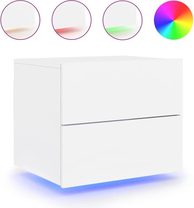 Image du produit VidaXL Tables de chevet murales avec lampes LED 2 pcs. Blanc,Couleur (50 x 39 x 41 cm)