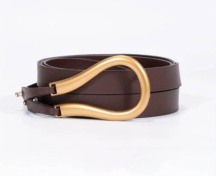 Image du produit Only-Bags.Store Tendance Fer à cheval Boucle Punk Ceinture Noir PU Cuir Ceinture Taille Réglable Manteau Ceinture