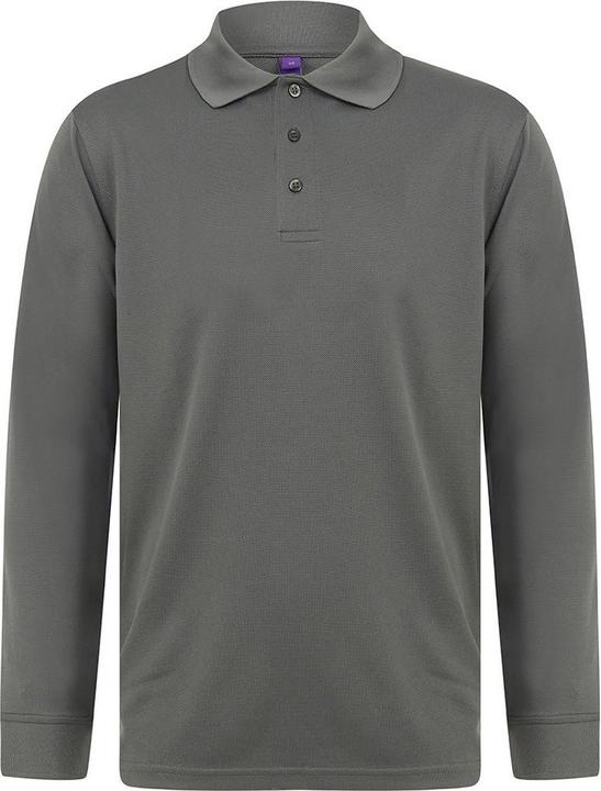 Actual product image Henbury Mens Coolplus Moisture Wicking Long Sleeve Polo Shirt (4XL)