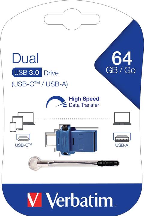 Produktbild Verbatim Store n Go (64 GB, USB-A, USB-C, USB 3.0)
