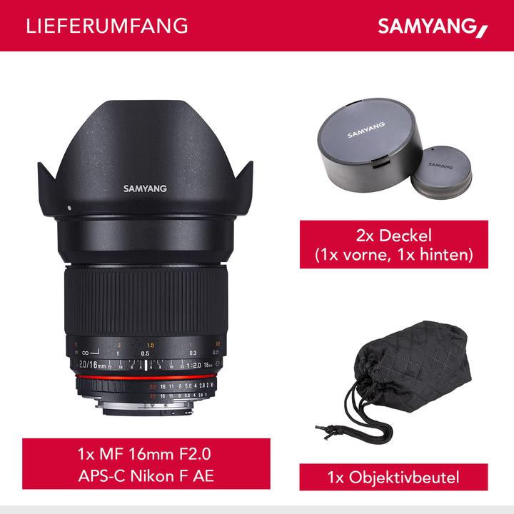 Produktbild Samyang 16mm f/2 ED AS UMC CS - Nikon F (Nikon F, Nikon DX, APS-C / DX)