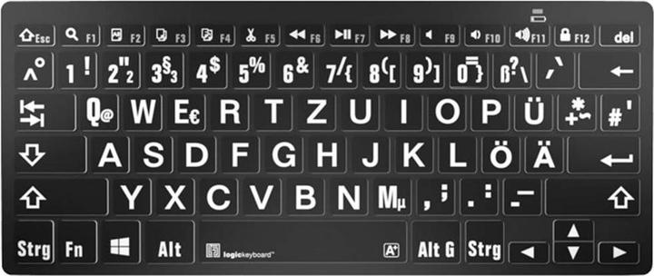 Produktbild Logickeyboard XL-Print White on Black dt. (PC/BT) (DE, Kabellos)