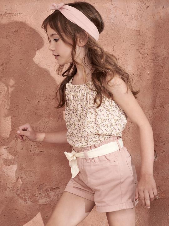 Actual product image Vertbaudet Girls' paperbag shorts with fabric belt (146)