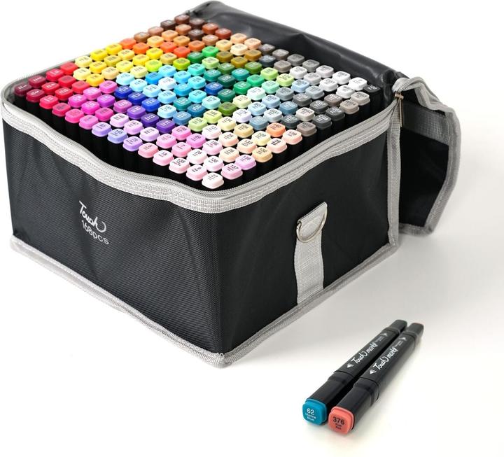 Actual product image Hermex 168-piece set of double-tip felt-tip pens Dual Marker Double-sided pens Twin Marker (Multicoloured, 6 mm, 168 x)