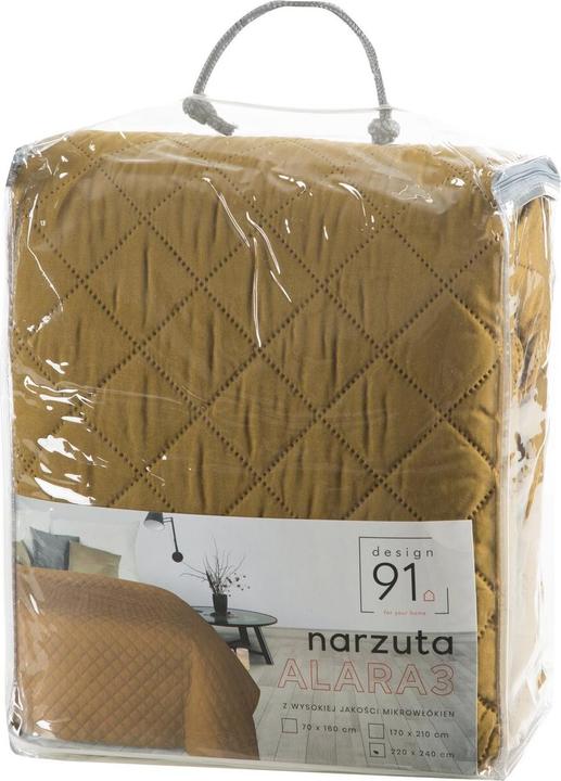 Actual product image Eurofirany DESIGN 91 Bedspread with geometric pattern, hot press ALARA/3, 220X240 cm, colour: Mustard (220 x 240 cm)