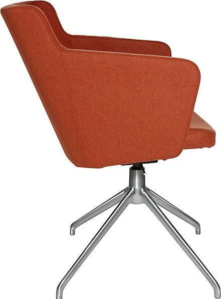 Actual product image Topstar SFH meeting room armchair, 3D seat joint and aluminium five star base, orange.