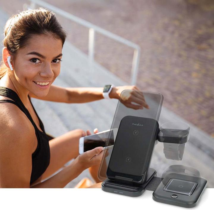 Image du produit Nedis Chargeur sans fil | 3 en 1 | 15 W | Affichage LED en cours d'utilisation | câble inclus | USB-A / (15 W)