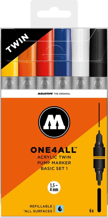 Produktbild Molotow ONE4ALL Acrylstifte Twin Basic 6er Set (Sortiert, 4 mm, 6 x)