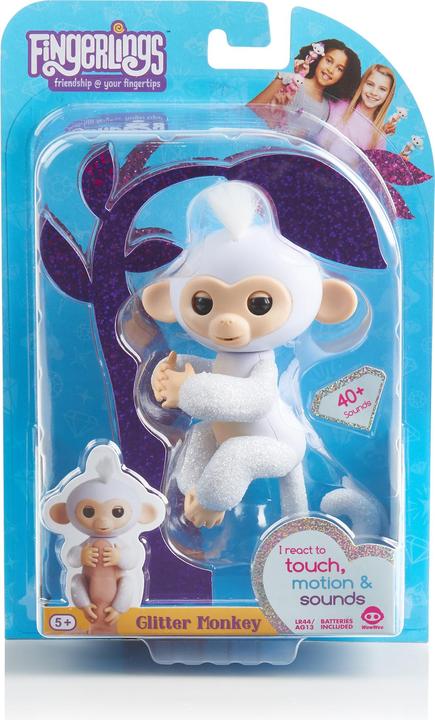 Actual product image WowWee Fingerlings glitter monkey Sugar white