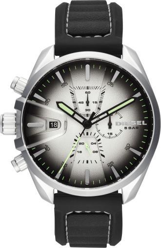 Produktbild Diesel DZ4483 MS9 Chrono Analoge Herren Quarz Uhr Silikon, Edelstahl, Schwarz/Silber (Chronograph, 47 mm)