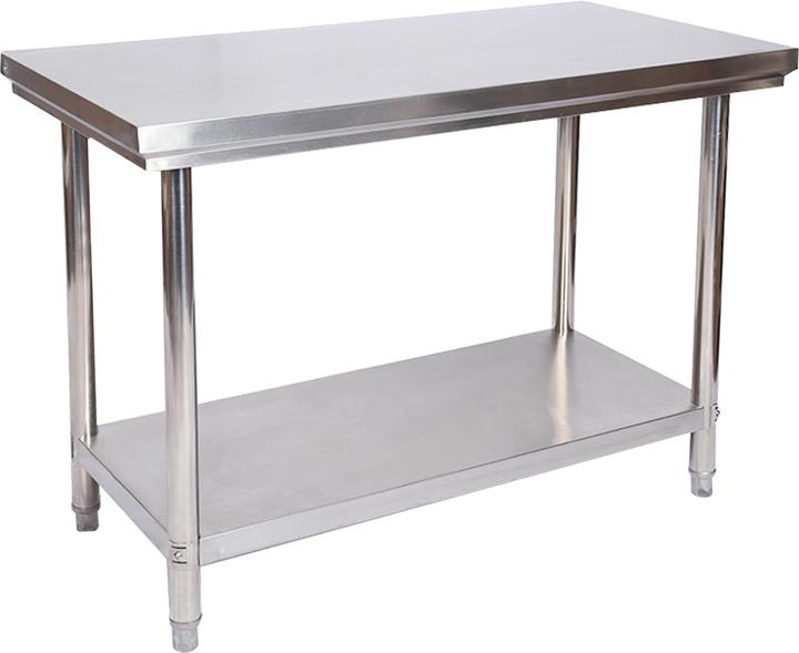 Wiltec Stainless steel work table Stainless steel table with shelf for catering 120x60x85cm