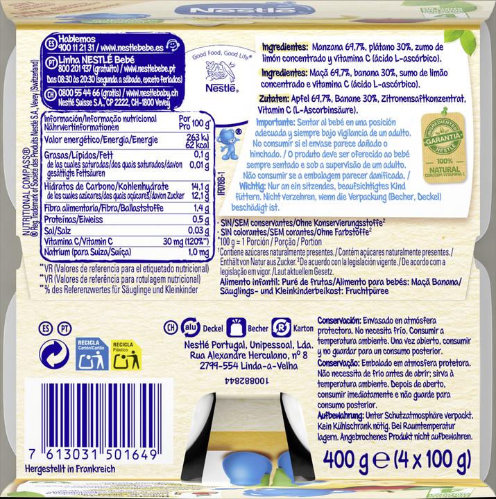 Immagine prodotto Nestlé Composta di mele e banane, dopo 4 mesi (433 g)