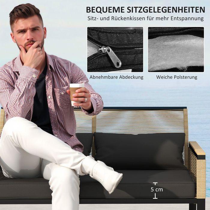 Produktbild Swisshandel24 Polyrattan Gartenmöbel Set 4 Personen, Schwarz