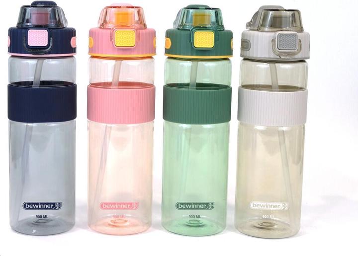 Image du produit Bewinner Bouteille avec couvercle et paille Coloré Transparent 900 ml (0.90 l)