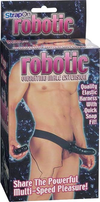 Actual product image Seven Creations 55004327 17062 ROBOTIC VIBRATING MALE EXTENSION STRAP ON FALLO INDOSSABILE VIBRANTE NERO