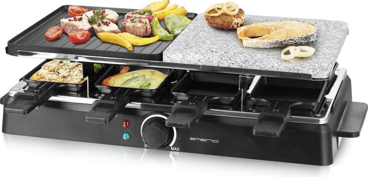 Produktbild Emerio Raclettegrill,8 Pfannen,Stein-und Grillpl. antihaft