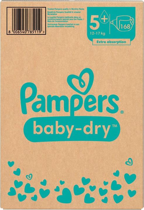 Immagine prodotto Pampers Baby-Dry (Dimensione 5, Pacco mensile, 168 Pezzo/i)