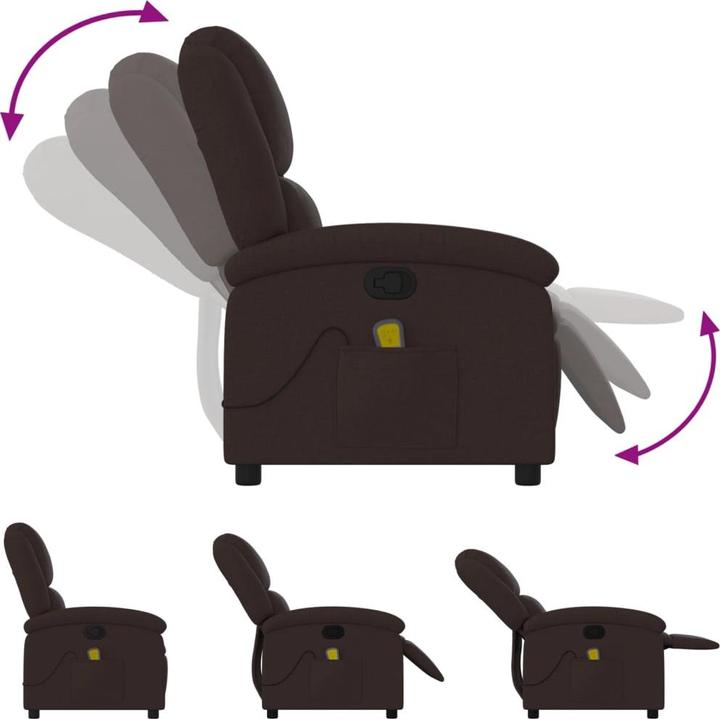 Image du produit VidaXL Fauteuil de massage tissu marron foncé,Couleur : marron foncé,Matériaux