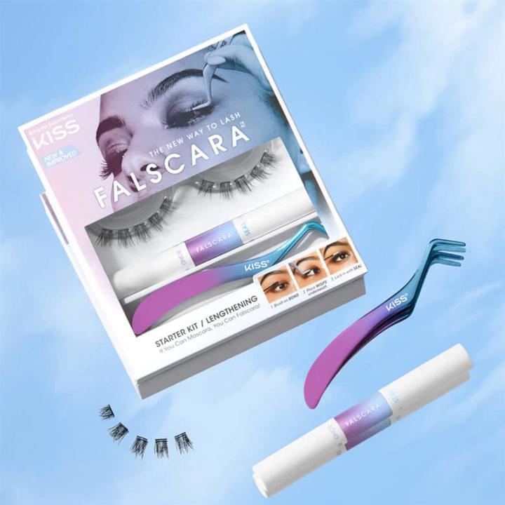 Produktbild KISS Falscara Eyelash Starter Kit Lengthening (Wimpern Applikator, Wimpernkleber, Künstliche Wimpern)