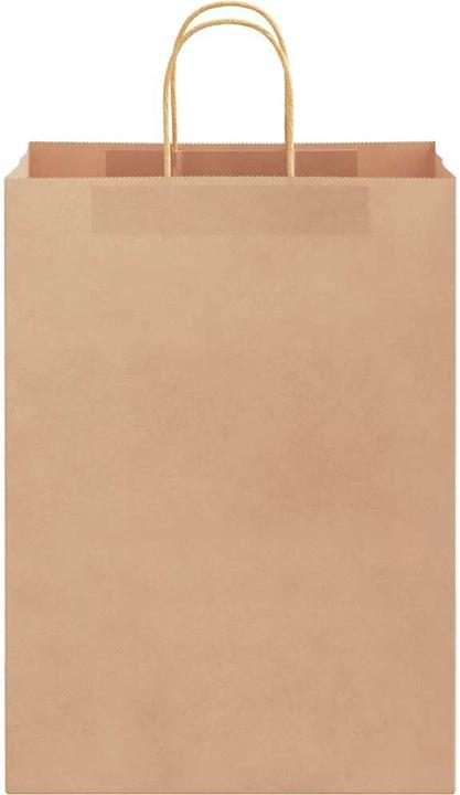Produktbild VidaXL Kraftpapiertüten 250 Stk. mit Henkel Braun 32x17x44 cm Papiertüte (Geschenktüte, 250 x)