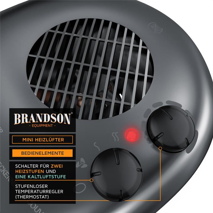 Actual product image Brandson Ceramic Fan Heater 2000 W with Adjustable Thermostat, Bathroom Heater with 3 Power Levels (2000 W)
