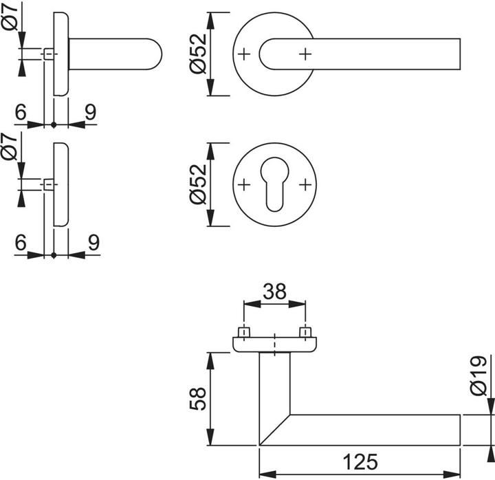 Actual product image Hoppe Utrecht rosette set E1444Z/17KV/17KVS stainless steel F69 round cylinder DIN left / right D/D (Door rosette)