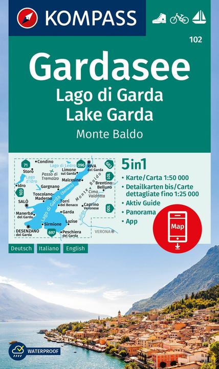 Image du produit Carte de randonnée 102 Lac de Garde, Lago di Garda, Lake Garda, Monte Baldo 1:50.000
