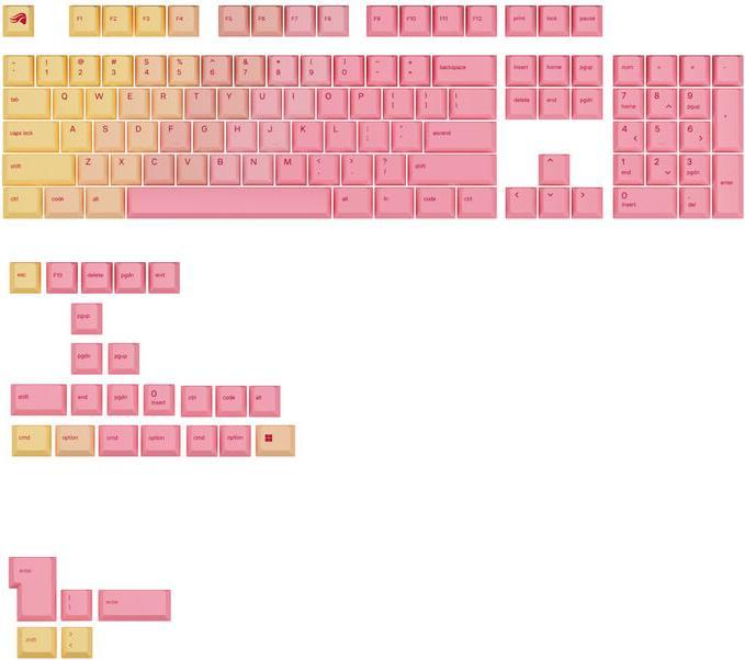 Glorious GPBT Gradient Keycaps, ANSI Layout (US), PBT, Dye-Sub - Grapefruit