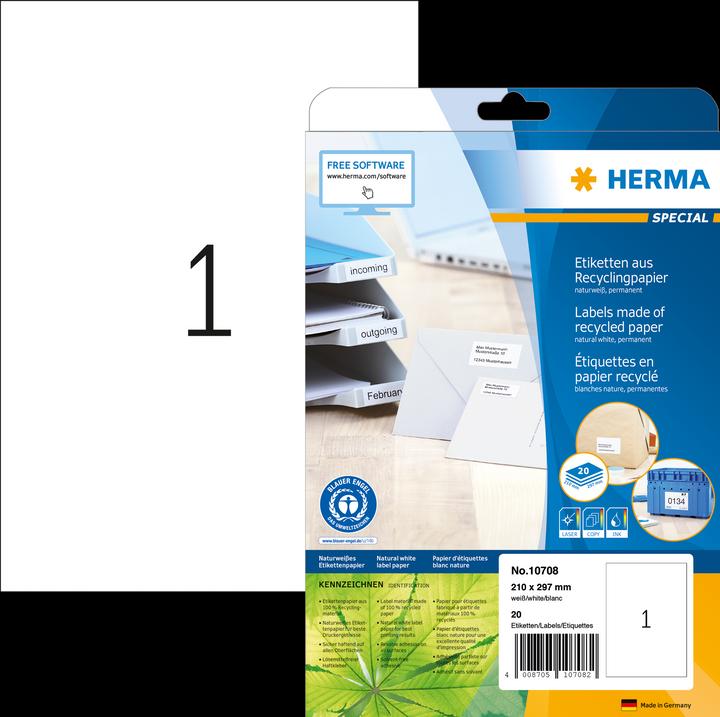 Actual product image HERMA Recycling labels A4