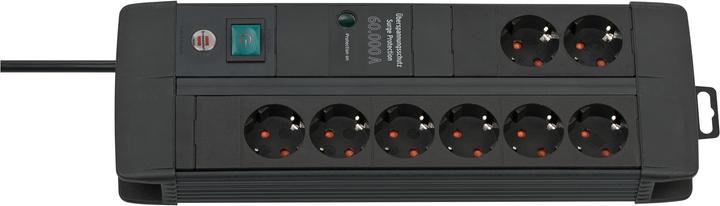 Actual product image Brennenstuhl Premium-Line DUO ÜSS 8fach black 60kA/o.Filter - 3m H05VV-F3G1,5 *EN* (8 x, CEE 7/3, 3 m)
