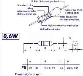 Velleman Resistor Metalfilm 0.6W 5% 10M