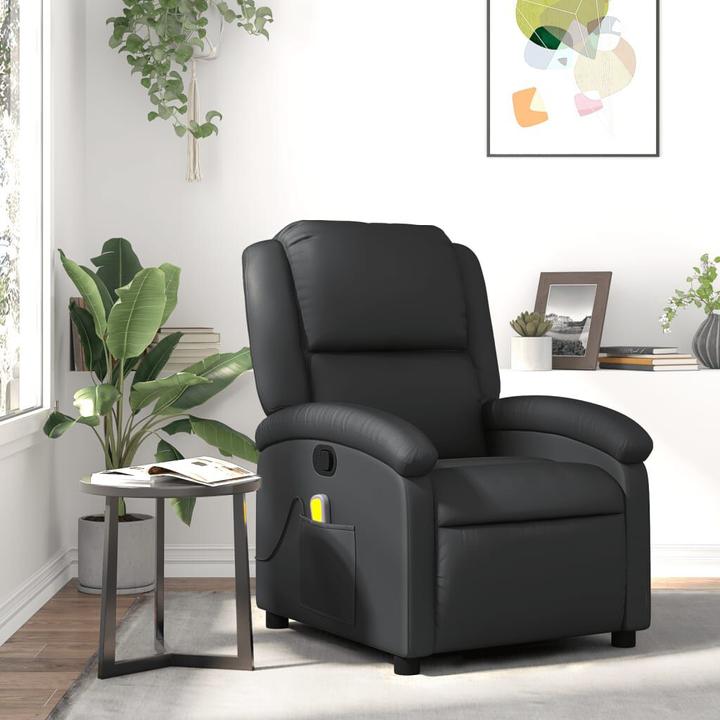Immagine prodotto VidaXL Sedia da massaggio in vera pelle nera,Colore: Nero,Materiale