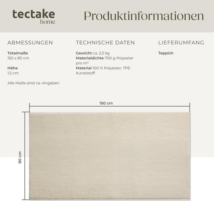 Produktbild tectake Kurzflorteppich Soft Zone (80 x 150 cm)