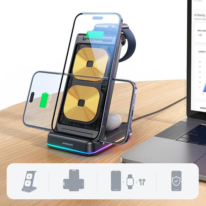 Image du produit Joyroom Station de charge sans fil 3en1 JR-WQN01 (15 W)